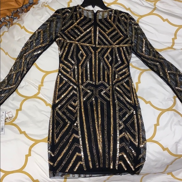 Gianni Bini Black and Gold Sequin Dress - Picture 2 of 4